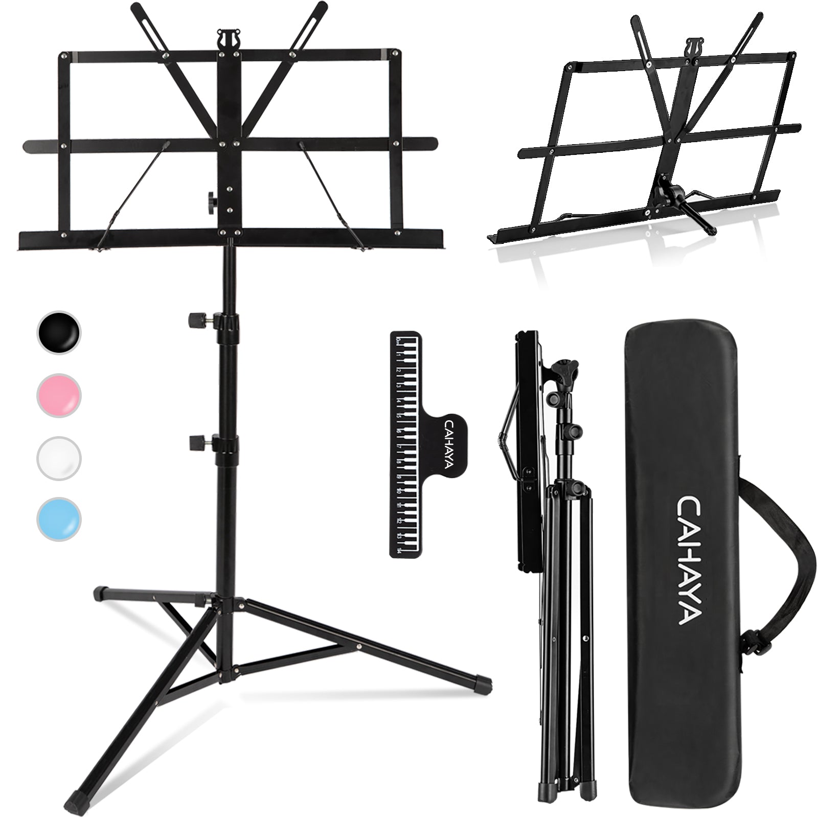 Music Stand, Kasonic 2 in 1 Dual-Use Folding Sheet Music Stand & Desktop  Book Stand, Portable and Lightweight with Music Sheet Clip Holder &  Carrying