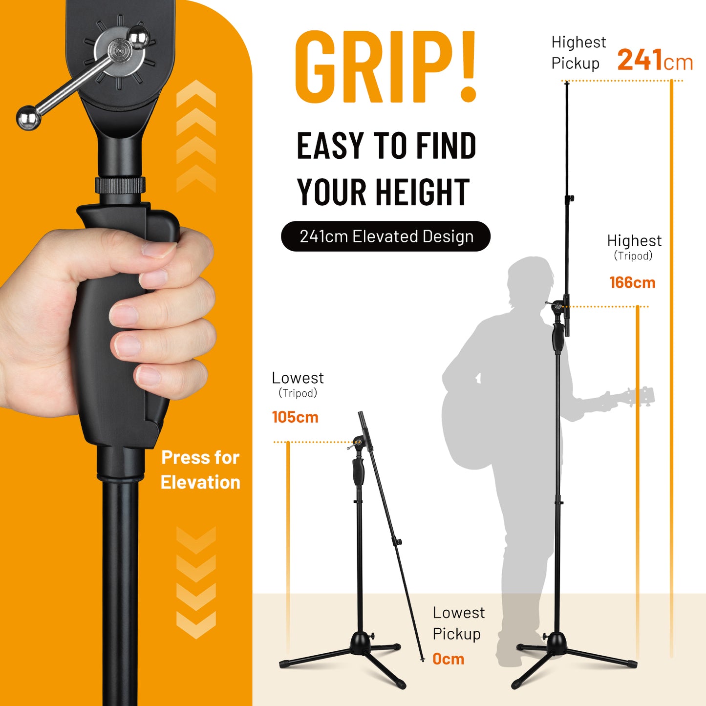 Tripod Microphone Stand One-Button Release CY0362