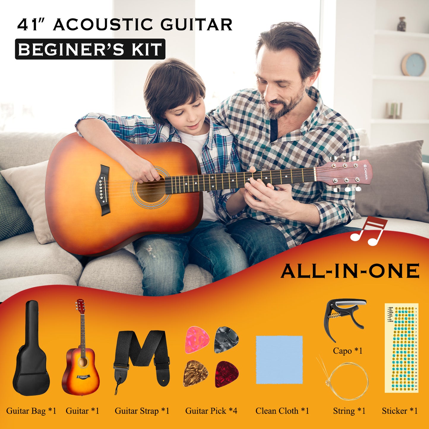 Full Size Acoustic Guitar: 41 Inch Kit