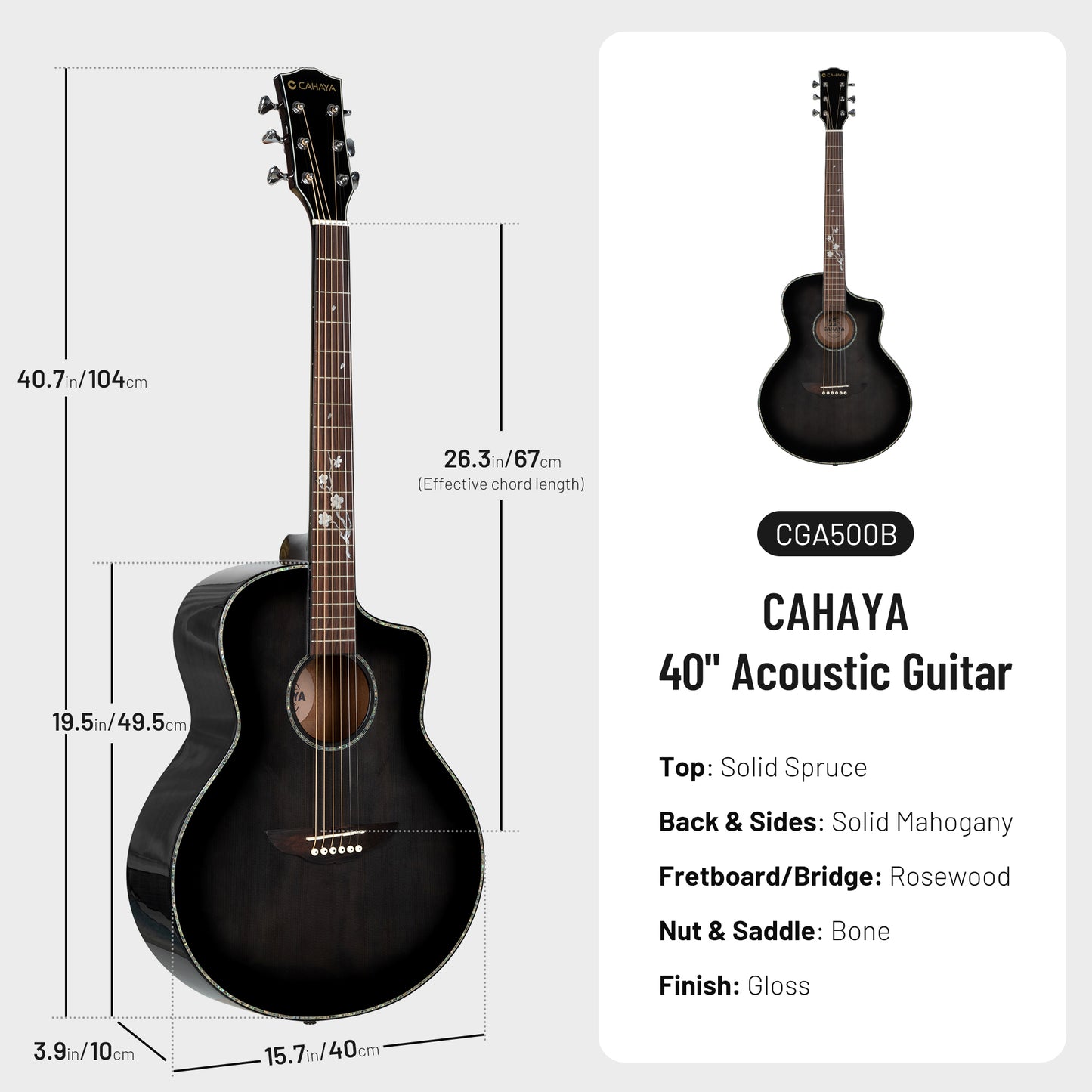 Wood Guitar Series CDC500N Black