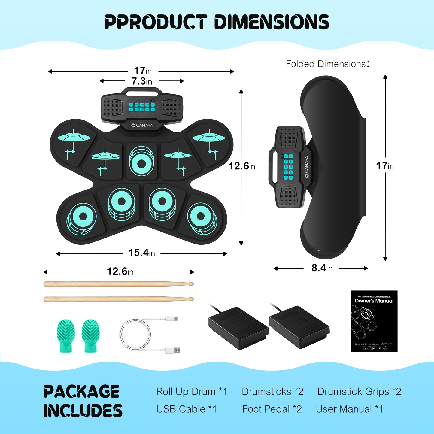 Electronic Drum Pad Set Teal