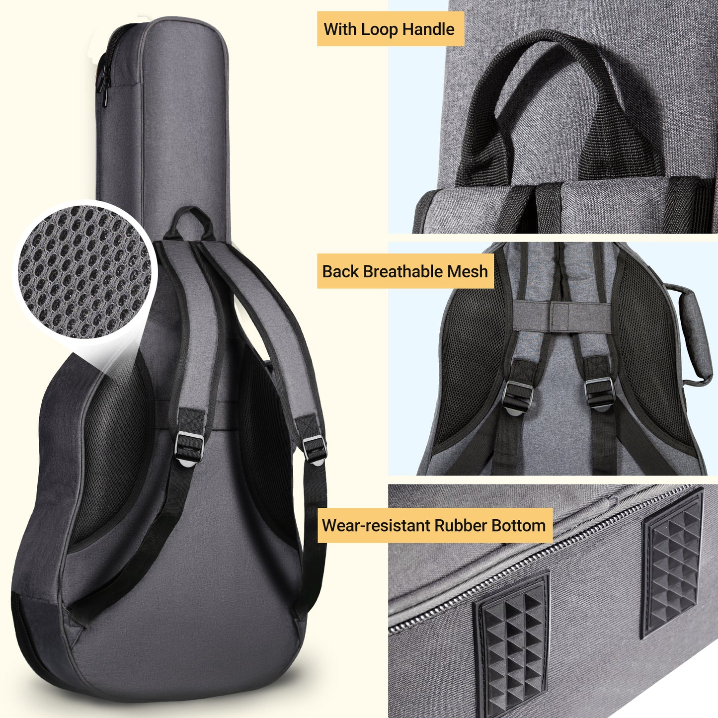 Acoustic Guitar Case 0.7 Inch Thick Gray CY0176