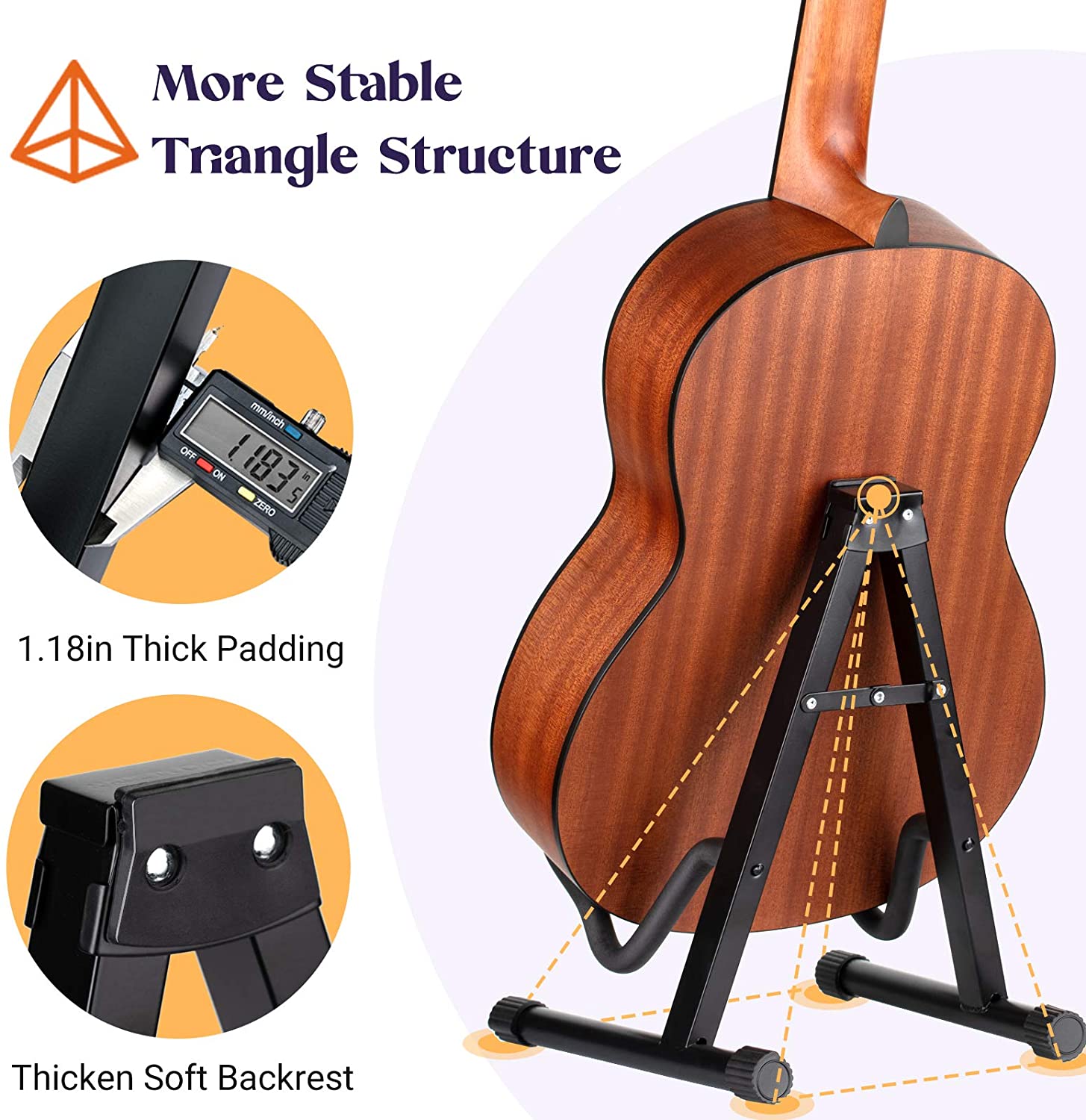 RockJam Universal Portable A-frame Guitar Stand …