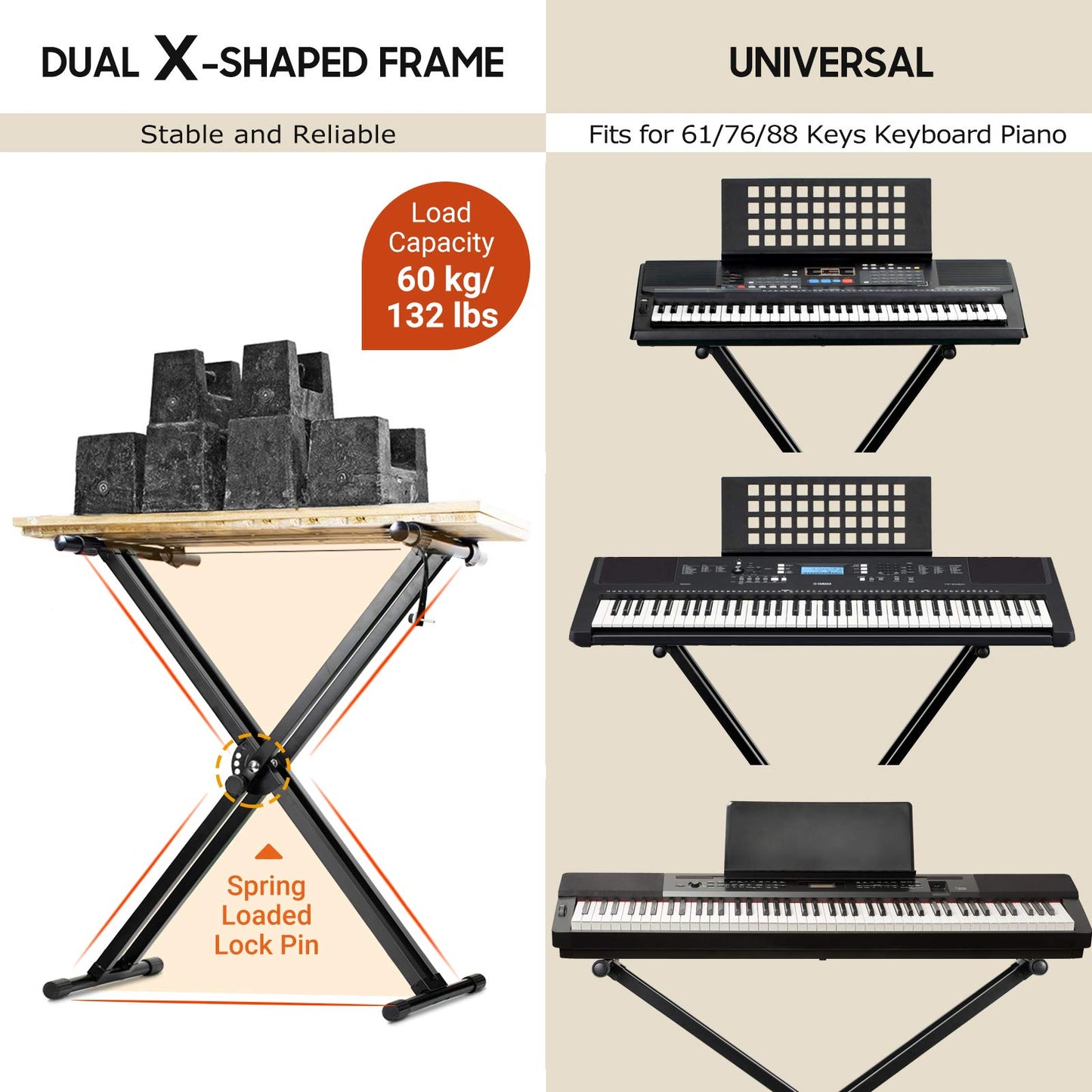 Double Braced X Style Digital Piano Stand CY0245 – Cahayamusic