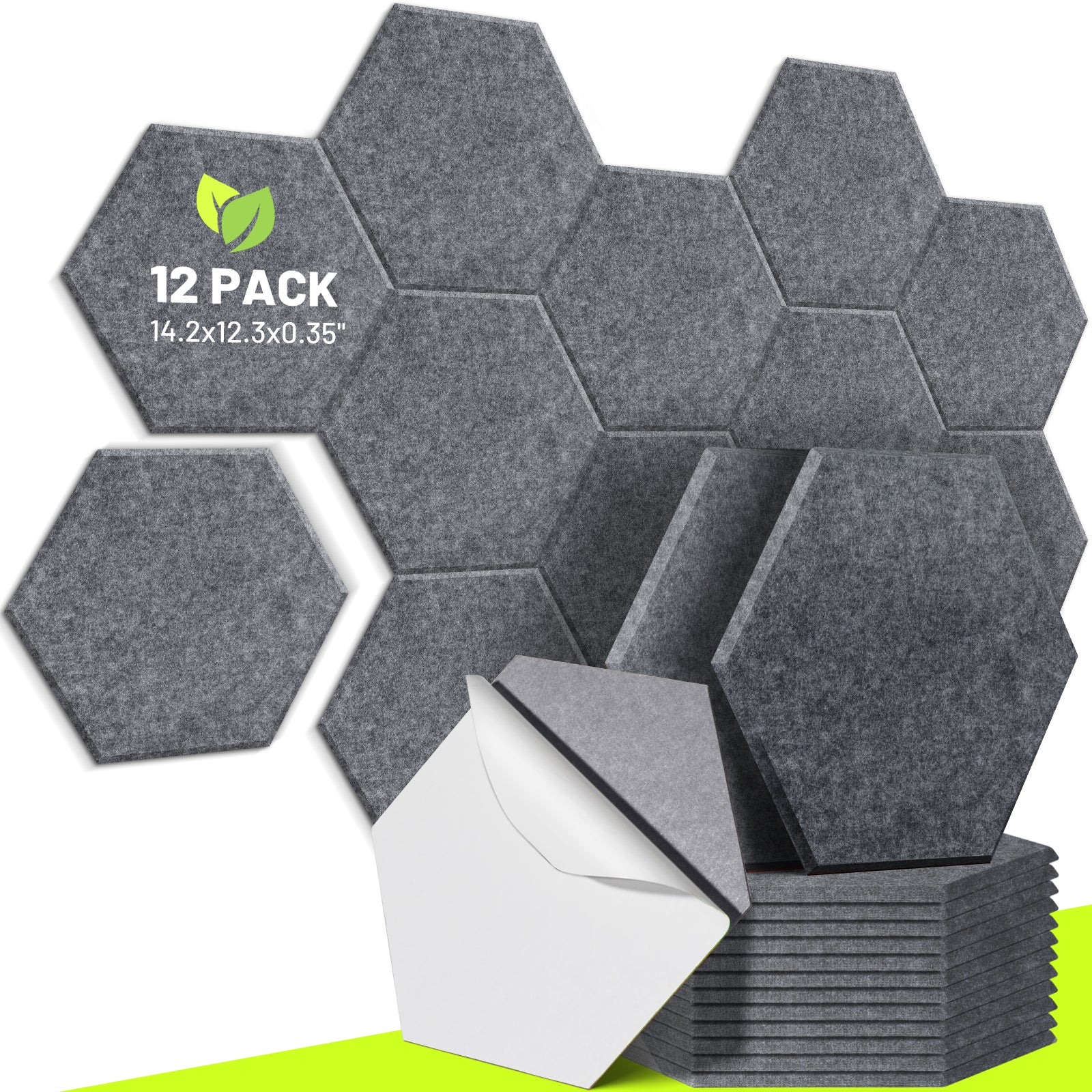Kalena Self-Adhesive Acoustic Panels, 2 X 12 X 12 Acoustic Foam Pan